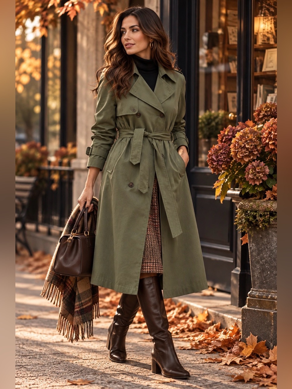 *Vintage 80’s- Monica Gray trench coat- army green color- removable lining